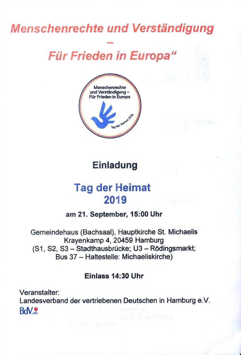 Tag der Heimat am 21.9.2019